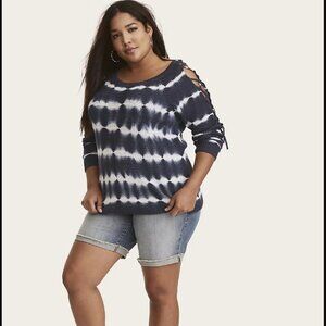 Torrid Summer PULLOVER COLD SHOULDER SWEATER Tie Dye 2X
